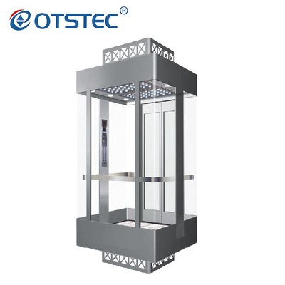 Elevator Safety Lift Panoramic Glass Large Capacity Titanium Stainless Steel Passenger Elevator